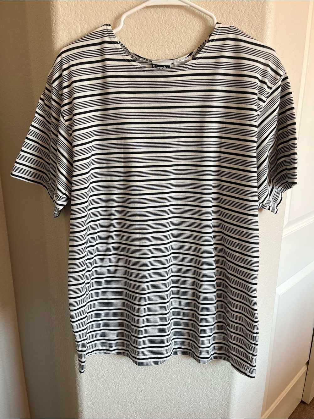 Women’s Black & White Striped Short Sleeve Crewneck Tee